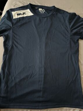 BLK DNM Navy Short-Sleeve Athletic Tee with White Shoulder Panel